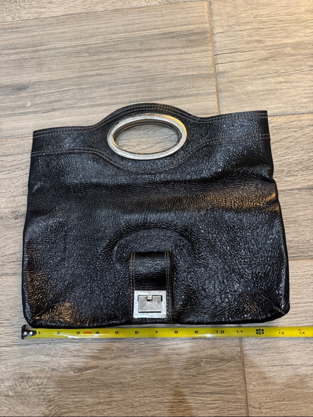 Vin Baker Black Leather Wristlet Clutch with Silver Accent - Picture 8 of 14